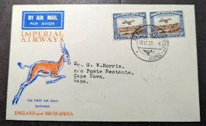 1931 South West Africa Airmail First Flight Cover FFC to Cape Town South Africa