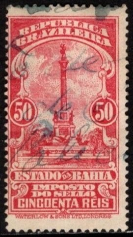 1936 Brazil Local Revenue State of Bahia 50 Reis Stamp Duty Used