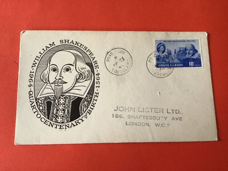 Virgin Islands to London William Shakespeare  Stamp Cover R45735