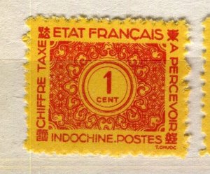 FRENCH INDO-CHINE; 1943 early Numeral Postage Due issue Mint hinged 1c. value