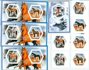 TCHAD CHAD 10 SHEETS COLLECTION IMPERF HORSES