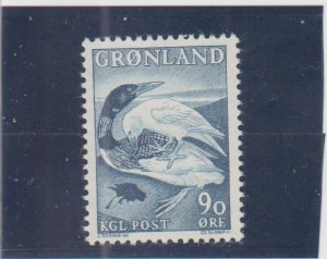 Greenland  Scott#  45  MNH  (1967 The Great Northern Diver and the Raven)