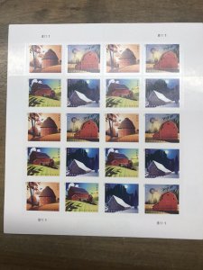Scott#5550-53-Barns postcard rate sheet (20 stamps) MNH 2021