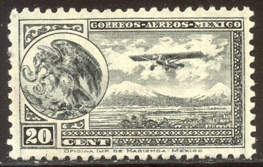 MEXICO #C62a SCARCE Unused - 1934 20c Slate