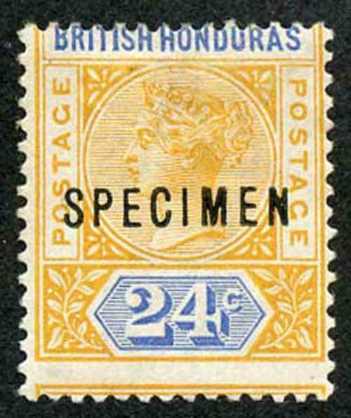 British Honduras SG60s 24c with large upward PERF SHIFT Opt SPECIMEN M/M