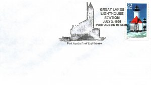 SPECIAL PICTORIAL POSTMARK CANCEL LIGHTHOUSE SERIES PORT AUSTIN MICHIGAN 1995