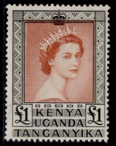 KENYA UGANDA TANGANYIKA QEII SG180a, £1 venetian red & black, NH MINT. Cat £65.