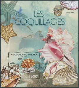 Burundi 2012 MNH Seashells Stamps Sea Shells Melo Hippopus 1v S/S