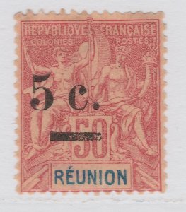 French Colony Reunion 1901 Overload 5c on 50c MH* Stamp A21P32F6111-