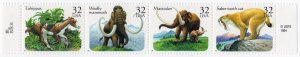 Scott #3080a (3077-80) Prehistoric Animals Strip (Block) of 4 Stamps - MNH