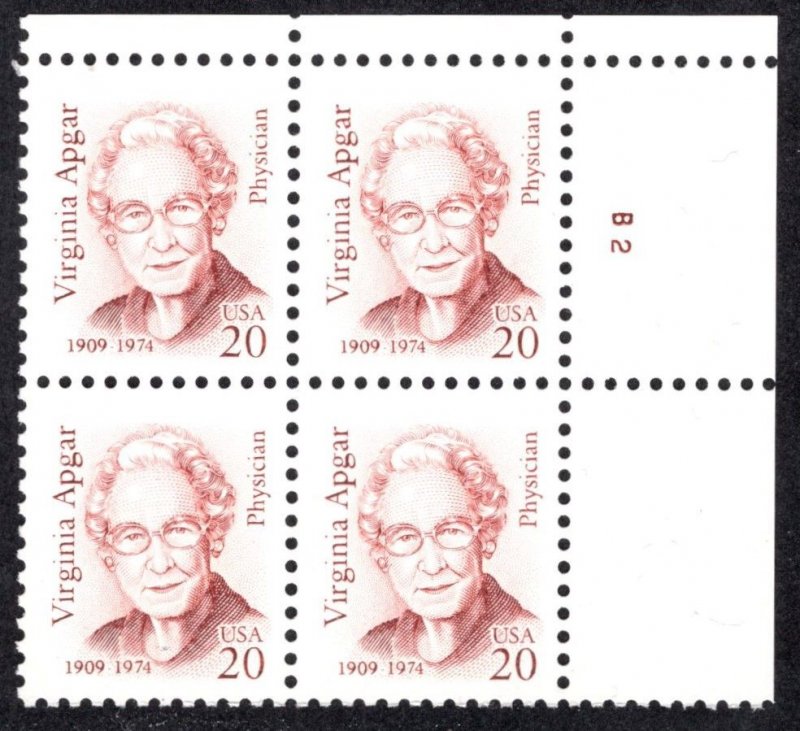 United States Scott #2197 Plate Block of 4 MINT NH OG, rich strong color.