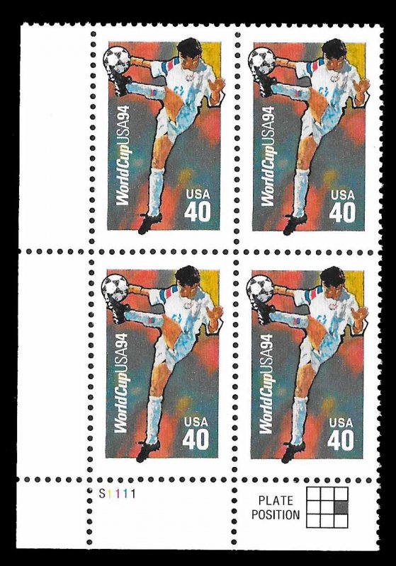 US SC 2835 * World Cup Soccer Plate Block * MNH * 1994