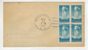 1935 NATIONAL PARKS SERIES UNCACHET IMPERFORATE BLOCK #760 YELLOWSTONE WYOMING