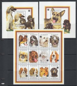 St. Vincent 2095-2097,2229-2230 MNH. 1994 Dogs & 1995 Wonders of the World, VF