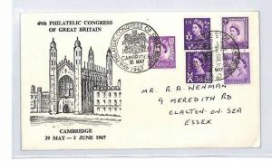 BM207 GB WILDING REGIONALS 1967 Philatelic Congress Cover Cambridge {samwells}