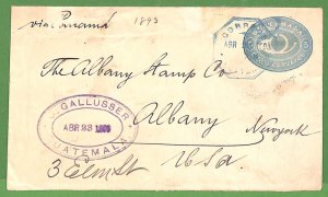 P0961 - GUATEMALA - POSTAL HISTORY -Franking on STATIONERY cover to the USA 1893