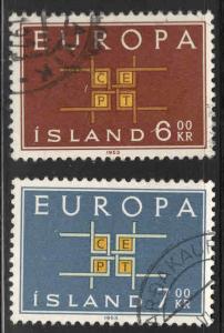 ICELAND Scott 357-358 Used Europa 1963 set