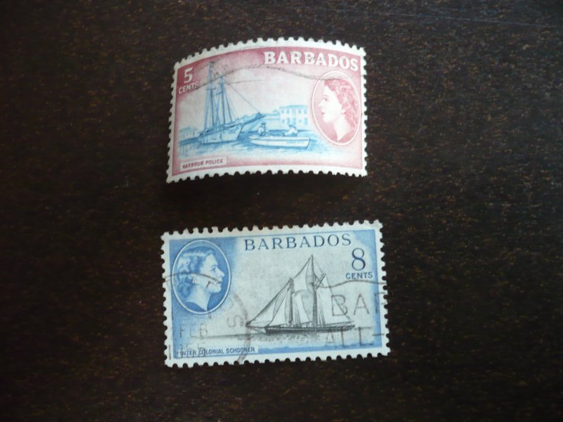 Stamps - Barbados - Scott# 239, 241 - Used Part Set of 2 Stamps
