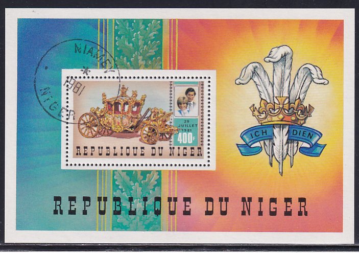 Niger 1981 Sc 551 Royal Coach Prince Charles Lady Diana Wedding Stamp SS CTO NH