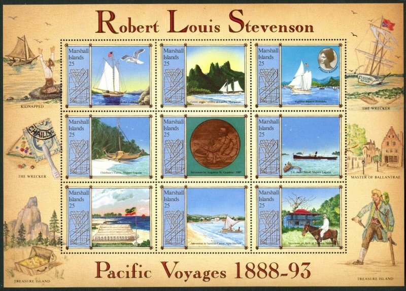 MARSHALL IS. Sc#190 1988 Robert Louis Stevenson Author Souvenir Sheet Set OG MNH