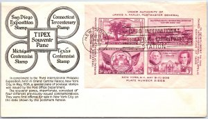 U.S. COVER TIPEX SOUVENIR PANE AT THIRD INTERNATIONAL PHILATELIC EXHIBITION 1936