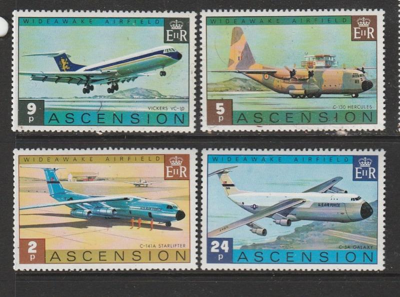 Ascension 1975 wideawake airfield, aircraft, UM/MNH SG 187/90