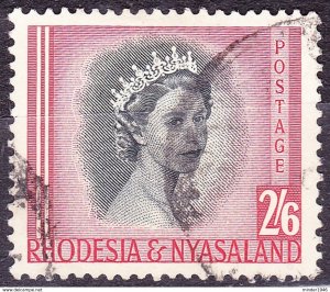 RHODESIA & NYASALAND 1954 EQII 2/6 Black & Rose-Red SG12 Used