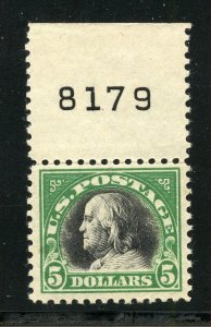 UNITED STATES SCOTT#524 $5 FRANKLIN F/VF MINT LIGHT  HINGED--SCOTT VALUE $160.00