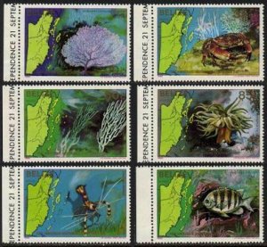 Belize 646-651,MNH.Michel 654-659. Marine life 1982.Fish,Coral,Seaweed.Map.