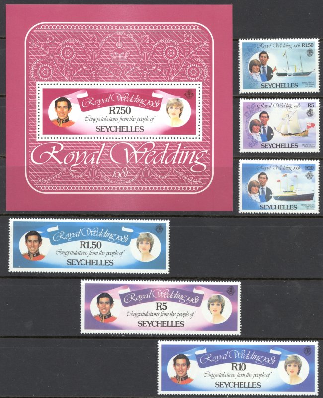 Seychelles Sc# 469-474A MNH Set/7 1981 Charles & Diana Royal Wedding