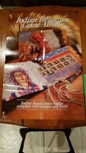 SCOTT 2501-5 INDIAN HEADDRESSES HUGE USPS POST OFFICE POSTER 36 x 24 IN