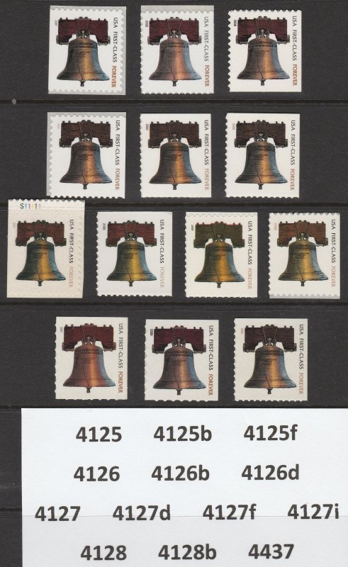 Forever Liberty Bell Complete Set of 13 Issues MNH #4125/4437