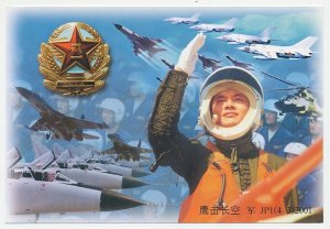 Postal stationery China 2001 Jet fighter - Helicopter