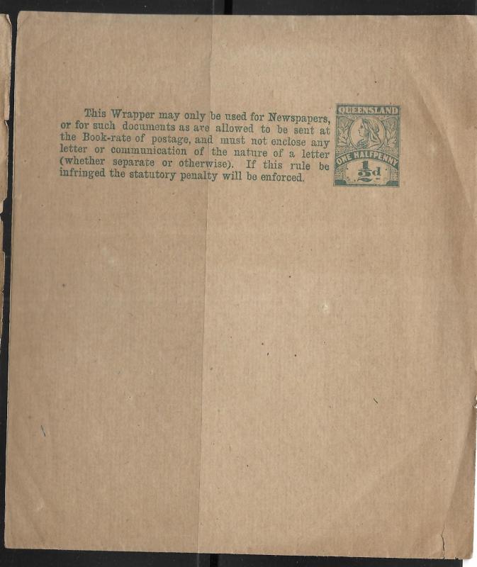 Queensland Postal Stationery Wrapper H&G 9 Unused