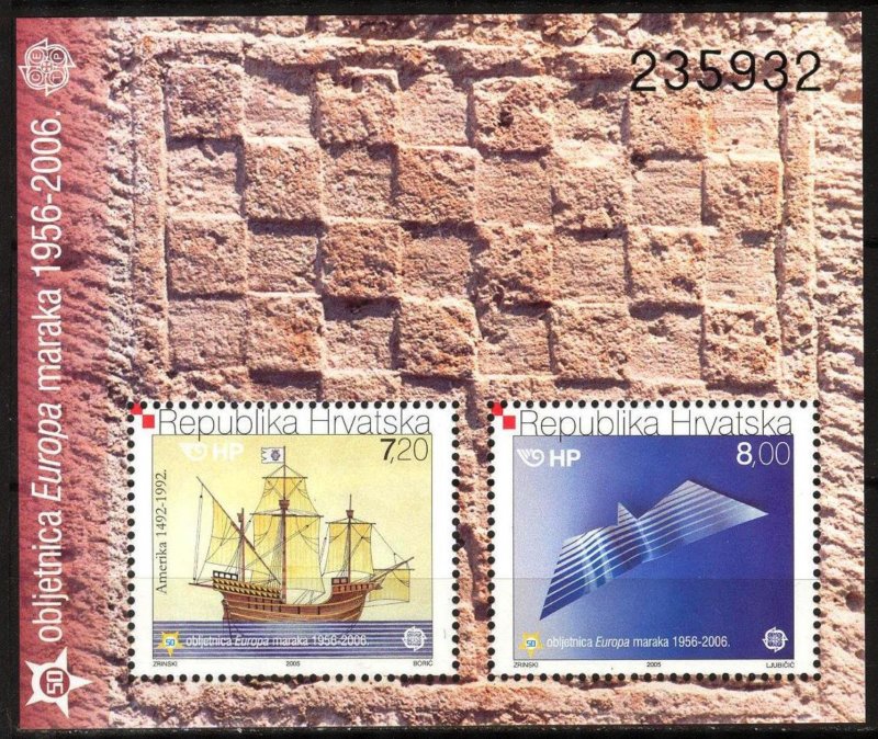 Croatia 2005 50 Years of Europa CEPT Stamps Ships S/S MNH