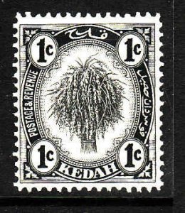 Malaya Kedah-Sc#24a-unused very light hinged-1c blk type II-1939-