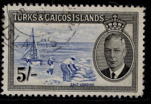 TURKS & CAICOS ISLANDS GVI SG232, 5s blue & black, FINE USED. Cat £12.