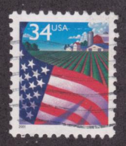 3469,used 34c Flag Over Field