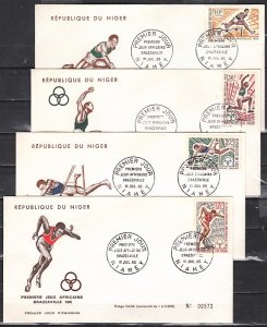 Niger, Scott cat. 159-162. African Games issue. 4 First day cover.s ^