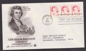 1850 Abraham Baldwin ArtCraft FDC with neatly typewritten address