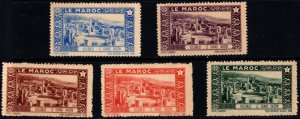 Vintage France Poster Stamps Le Maroc Volubilis The Grand Basin Set/5 Colors