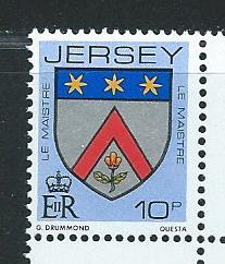 Jersey 256c 1987 10p Arms Perf 15x14 single MNH