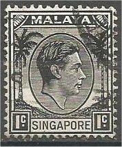 SINGAPORE, 1948, used 1c, King George VI, Scott 1