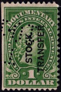 RD12 $1.00 Stock Transfer Stamp (1918) Perfin