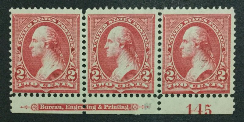 MOMEN: US #267 STRIP MINT OG H #31766