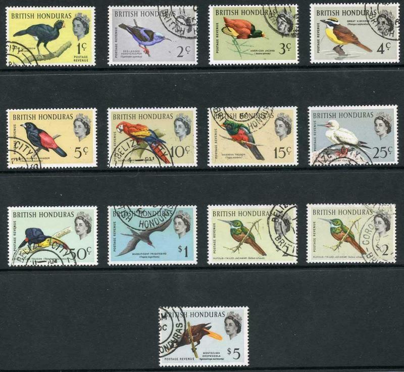 British Honduras SG202/13 1962 Birds Set inc 2 dollar shade Fine used