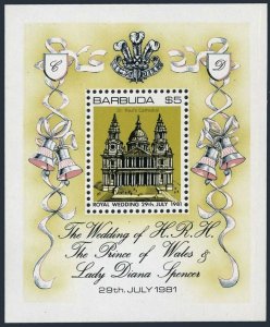 Barbuda 496, MNH. Mi 567 Bl.61. Royal wedding: Prince Charles-Diana. Cathedral.