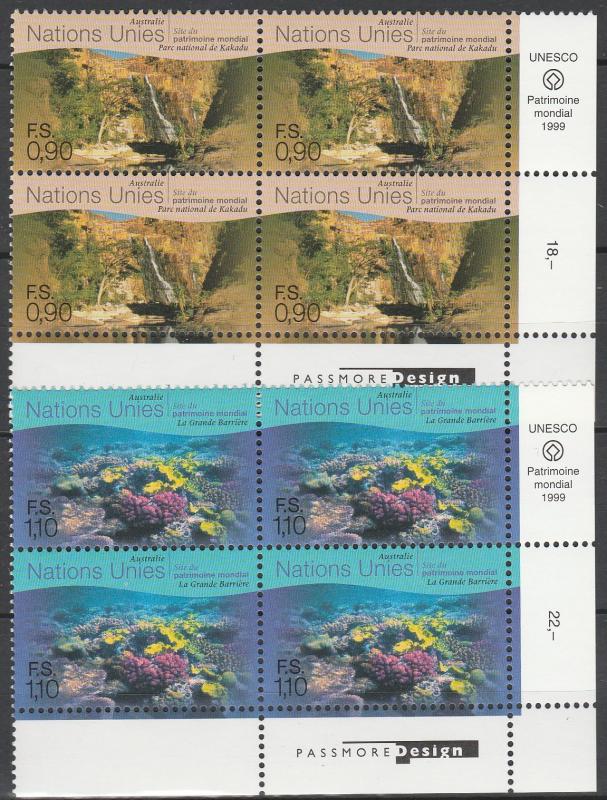 United Nations Geneva #333-4 MNH Blocks  CV $13.75 (A4990)