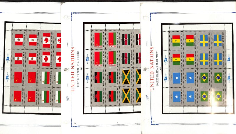 United Nations Stamp Collection in White Ace Album, Mint NH, 1982-1985