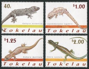 Tokelau 288-291,MNH. Lizards 2001. Gehyra oceanica,Lepidodactilus lugubrs,Gehura